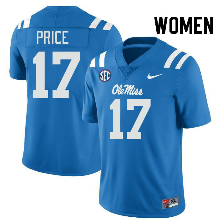 Women #17 Devin Price Ole Miss Rebels College Football Jerseys Stitched-Power Blue